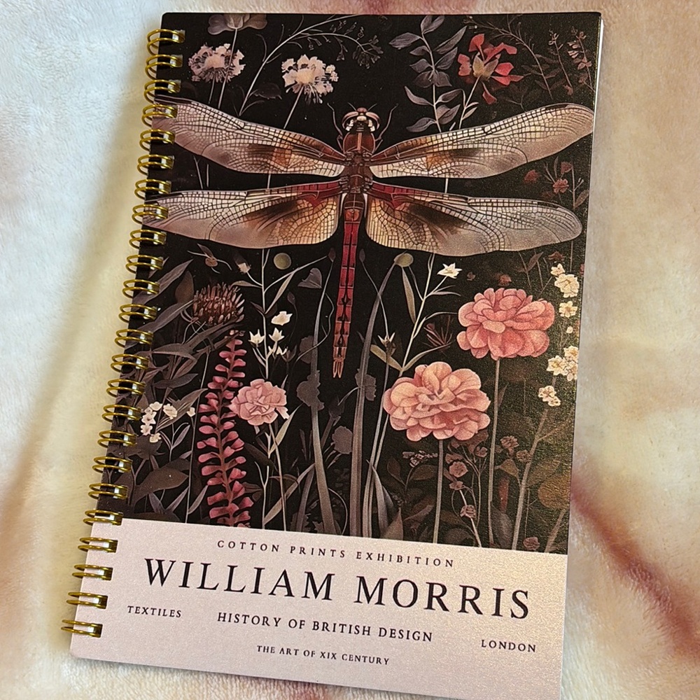 William Morris Dragonfly Floral Writers Journal Notebook Softcover NWT 60 lined